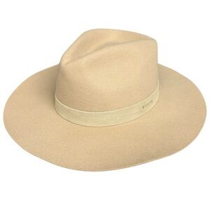 Wyeth River Oatmeal Wool Flat Brim Fedora Medium Fit EUC